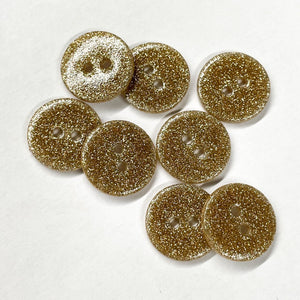 Shell glitter buttons (sold by unit) - Gold - 9mm, 12mm et 15 mm