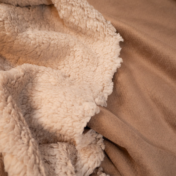 Sherpa gevoerde suède stof - CAMEL