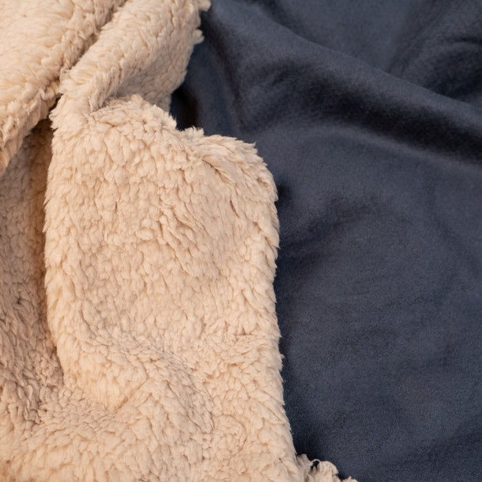 Met sherpa gevoerde suède stof - marineblauw