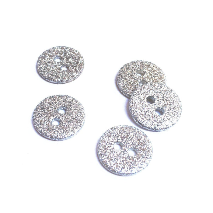 Shell glitter buttons (by one) - Silver - 9mm, 12mm et 15 mm