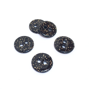 Glittery shell buttons (sold by unit) - Black Gold - 9mm, 12mm and 15mm