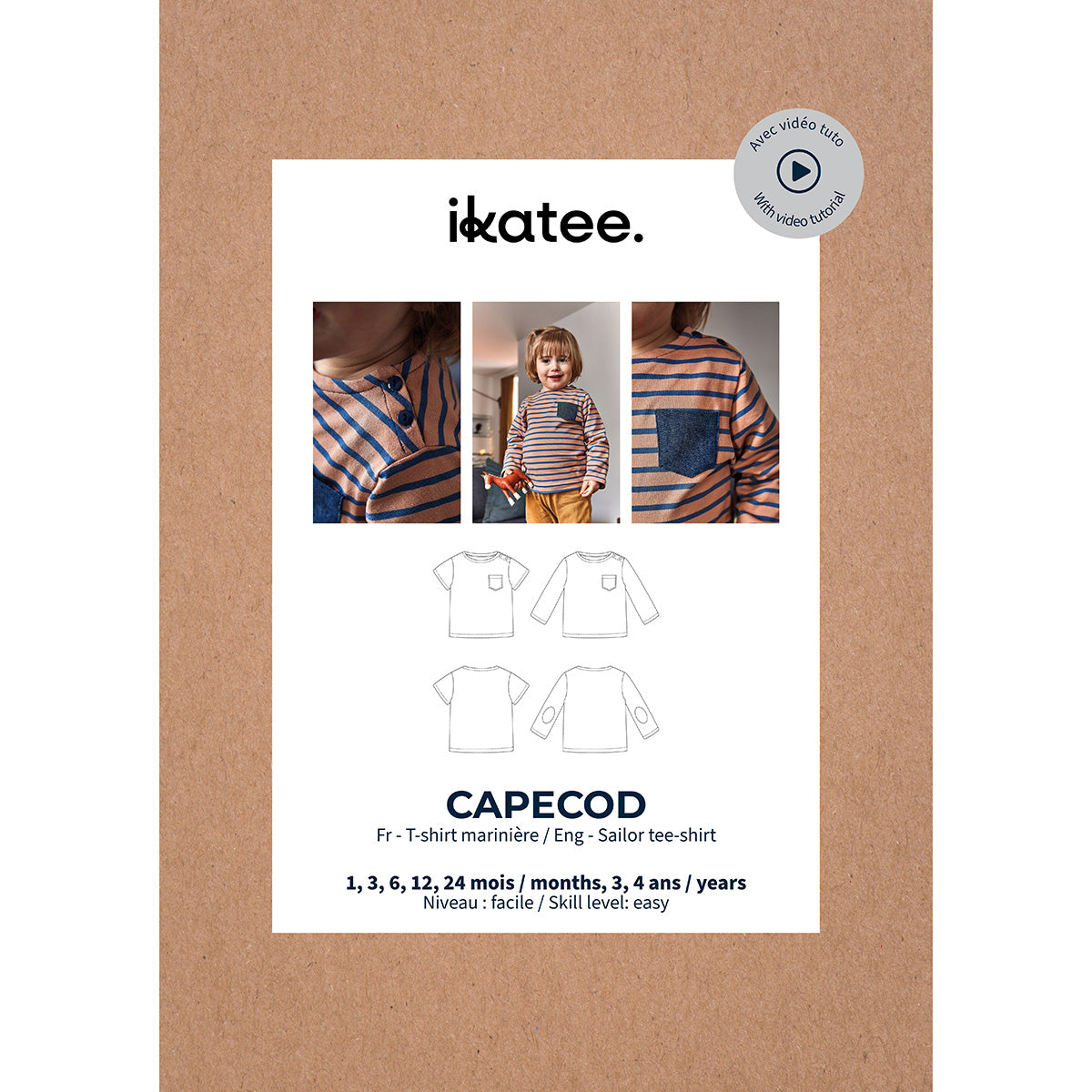 CAPECOD Sailor tee-shirt Baby 1M/4Y Paper Sewing Pattern