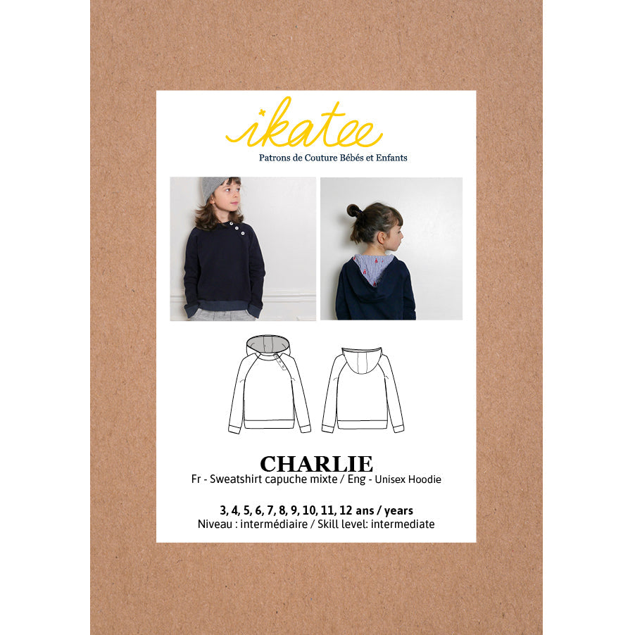 CHARLIE hoodie Unisex 3 12Y Paper Sewing Pattern Ikatee sewing patterns