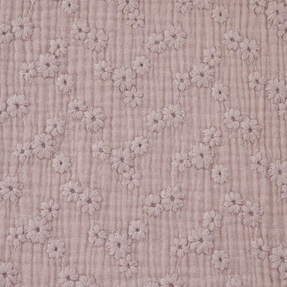 Embroidered double gauze fabric - Esmée - Light Pink
