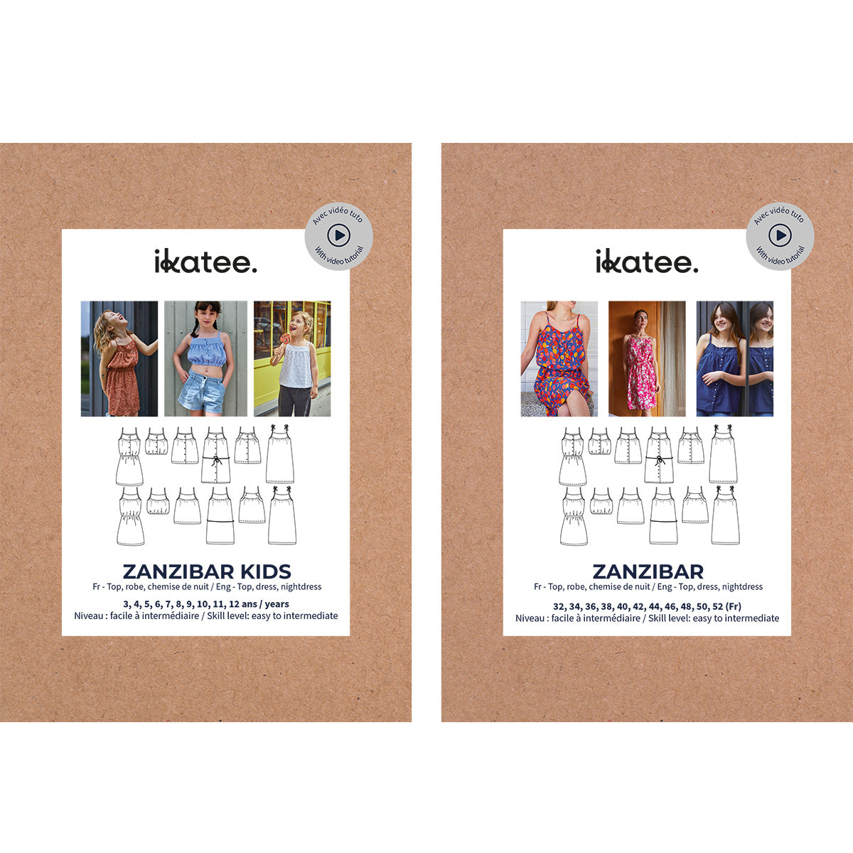 Duo voor vrouw en kind ZANZIBAR top en jurk papieren naaipatroon