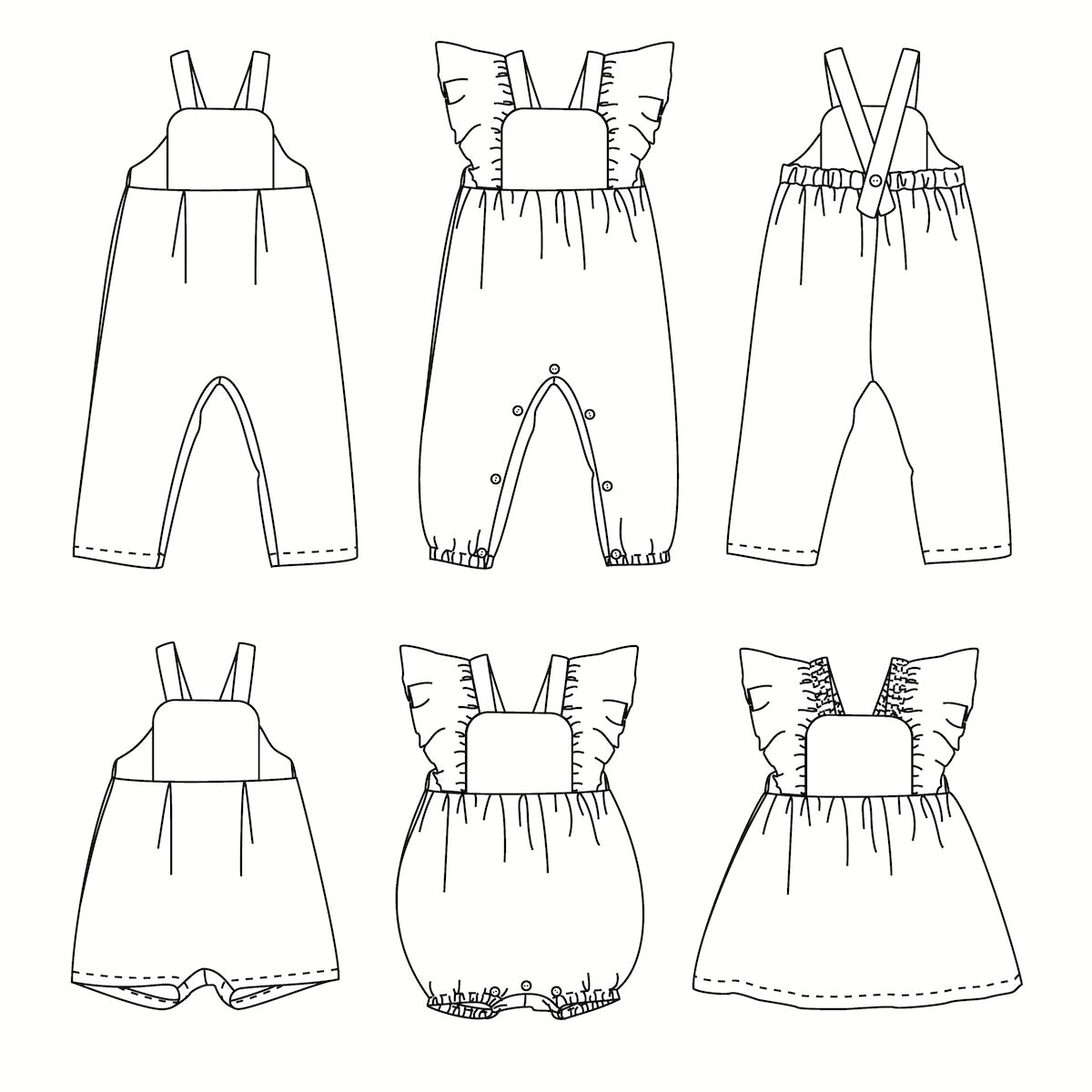 FARO Jumpsuit Romper And Dress Baby 1M 4Y PDF Sewing Pattern faro-jumpsuit-romper-and-dress-baby-1m-4y-pdf-sewing-pattern