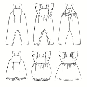 Jumpsuit, roomper, dress pattern for babies