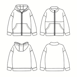 Sewing pattern zip-up sweatshirt