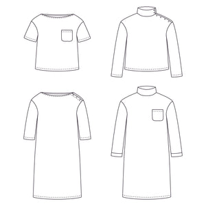 Duo QUIBERON + QUIBERON KIDS Sailor tee-shirt and dress - Paper Sewing Pattern