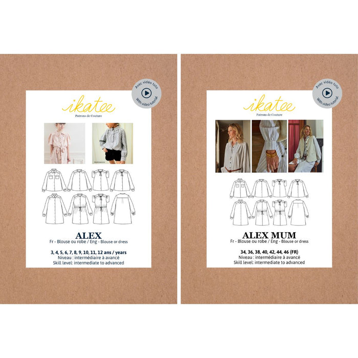 Duo for woman and kid ALEX blouse or dress - paper sewing pattern