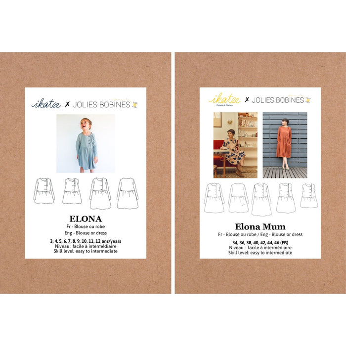 Duo for woman and kid ELONA blouse and dress - paper sewing pattern