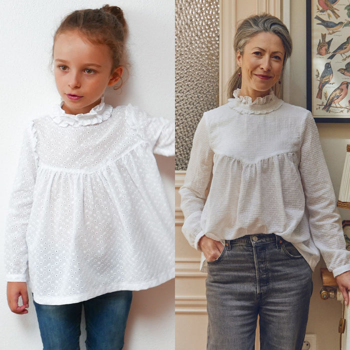 LOUISE Duo Bluse &amp; Kleid - Mädchen + Mama - PDF-Schnittmuster