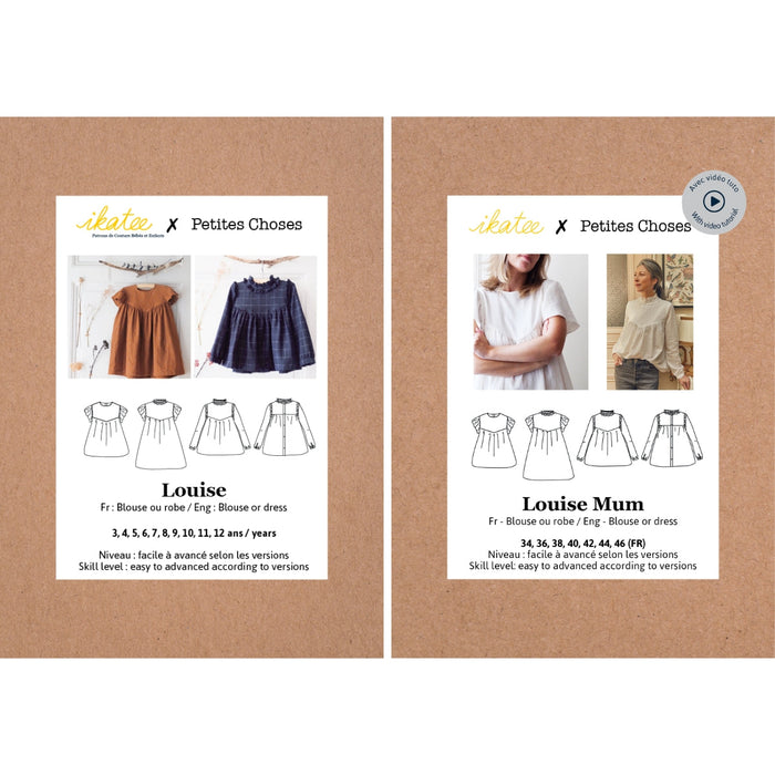 Duo for woman and kid LOUISE blouse and dress - Paper Sewing Pattern