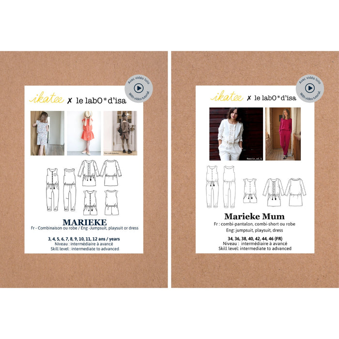 Duo for woman and kid MARIEKE  jumpsuit and dress - paper sewing pattern