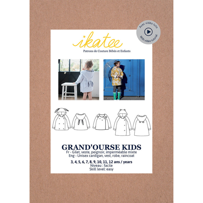 GRAND'OURSE Kinder-Cardigan – 3–12 Jahre – Schnittmuster aus Papier