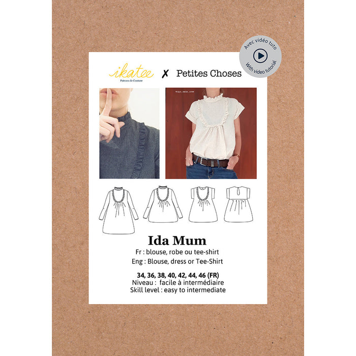 IDA Mum blouse &amp; jurk - Dames 34/46 - Papieren naaipatroon 