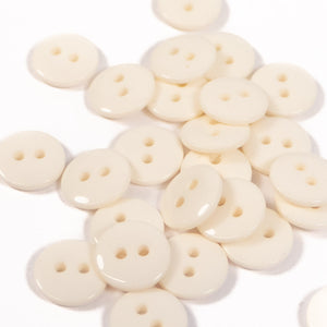 2 holes shiny button - 10, 12 and 15 mm - Alabaster