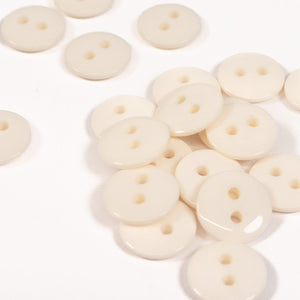 2 holes shiny button - 10, 12 and 15 mm - Alabaster
