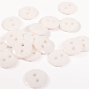 2 holes shiny button - 10, 12 and 15 mm - White