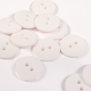 2 holes shiny button - 10, 12 and 15 mm - White