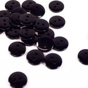 2 holes shiny button - 10, 12 and 15 mm - Black