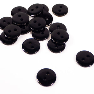 2 holes shiny button - 10, 12 and 15 mm - Black