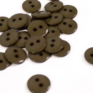 2 holes shiny button - 10, 12 and 15 mm - Olive