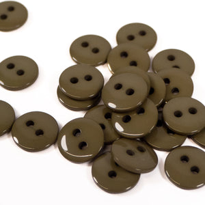 2 holes shiny button - 10, 12 and 15 mm - Olive