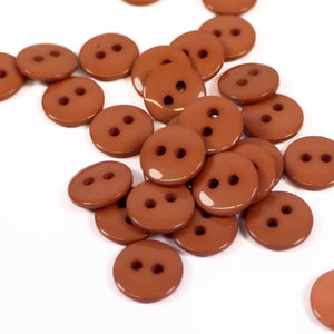 2 holes shiny button - 10, 12 and 15 mm - Pecan