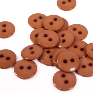 2 holes shiny button - 10, 12 and 15 mm - Pecan
