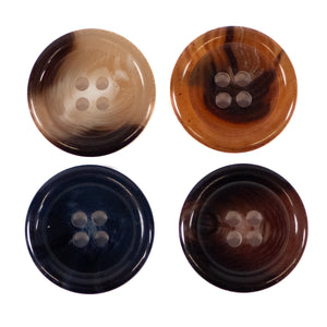 4 holes tortoiseshell matt button - 20 mm - Ebony