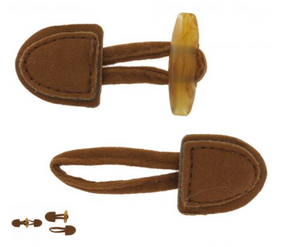 Knebelverschluss aus Wildleder mit Logo - Haselnuss