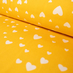 Jersey jaune motif cœur blanc 