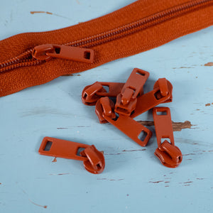 Slider for zipper by the meter ikatee® - Mahogany