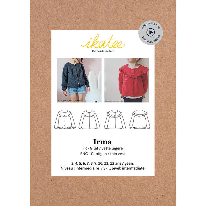 IRMA Cardigan or light vest - Girl 3/12- Paper Sewing Pattern
