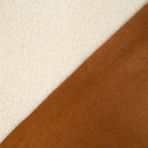 Sherpa-lined faux suede fabric - Camel