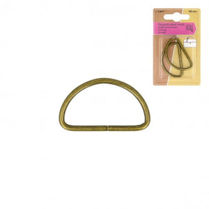 Metal half-round loop buckle x 2 - 38 mm - Brass