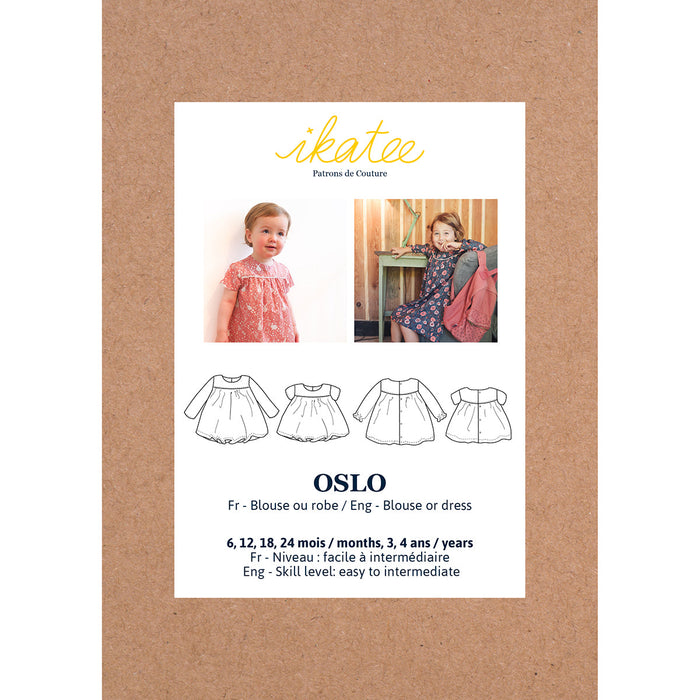 OSLO Bluse &amp; Kleid - Baby 6M-4J - Papier-Schnittmuster