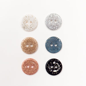 Shell glitter buttons (by one) - Silver - 9mm, 12mm et 15 mm