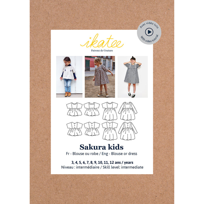 SAKURA Kids Blouse & dress - Girl 3-12Y - Paper Sewing Pattern