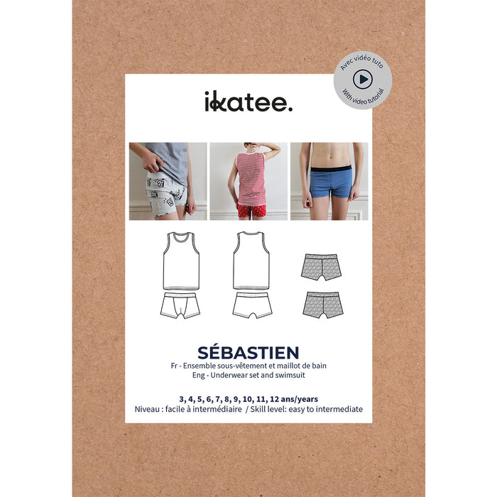 SEBASTIEN Ondergoedset + Badpak - Jongen 3-12Y - Papieren naaipatroon