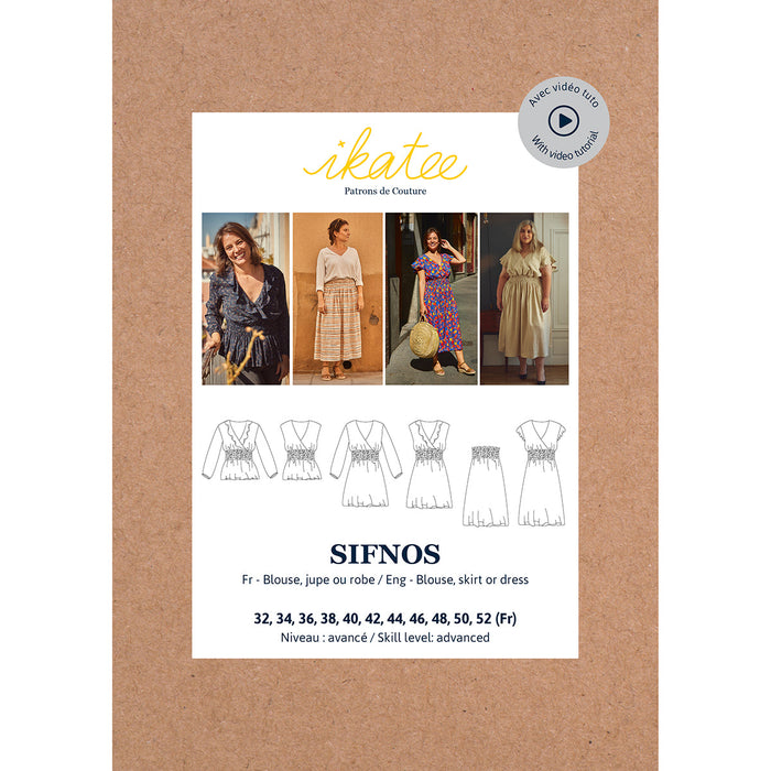 SIFNOS - Blouse, jurk of rok - Dames 32-52 - Papieren naaipatroon