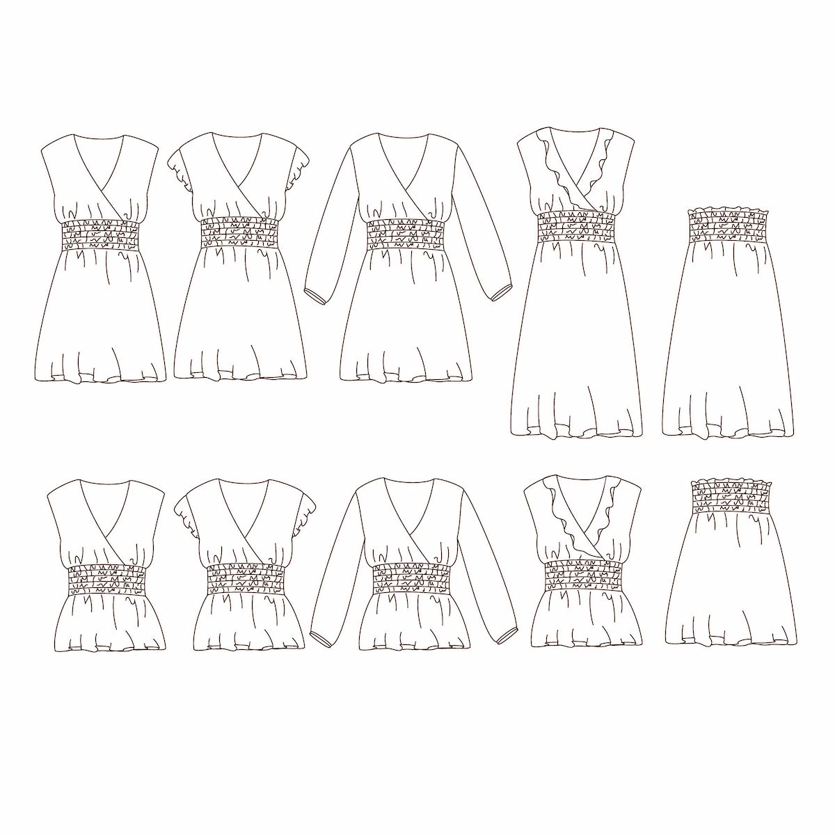 Women's blouse, dress and skirt sewing pattern video tutorial PDF