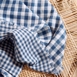 Gingham double gauze fabric ©Atelier Brunette- Double-sided - River