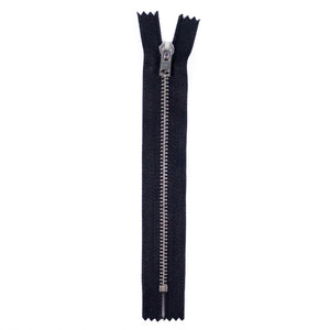 Metal zipper - Single slider - Non-separable - Black - 15 cm