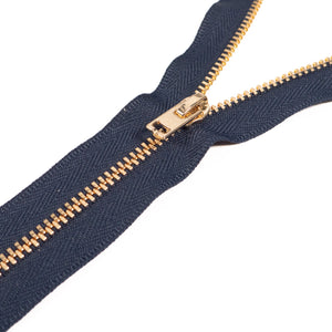 Metal zipper - Single slider - Non-separable - Navy blue - 15 cm