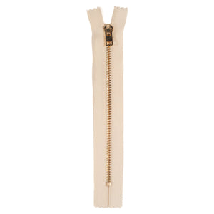 Metal zipper - Single slider - Non-separable - Off white - 15 cm