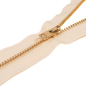 Metal zipper - Single slider - Non-separable - Off white - 15 cm