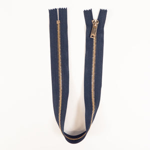 Metal zipper - Single slider - Non-separable - Navy blue