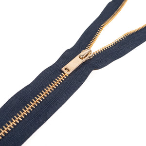 Metal zipper - Single slider - Non-separable - Navy blue